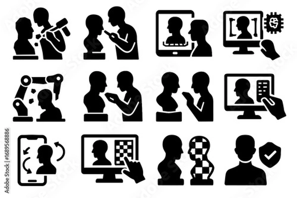 Fototapeta Sculpting texture scanning testing mapping model vector rough ai icon fine correction
