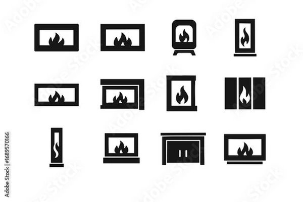 Obraz Media vector freestanding icon model insert flat fireplace digital design installation