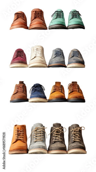 Fototapeta Rows of various leather shoes