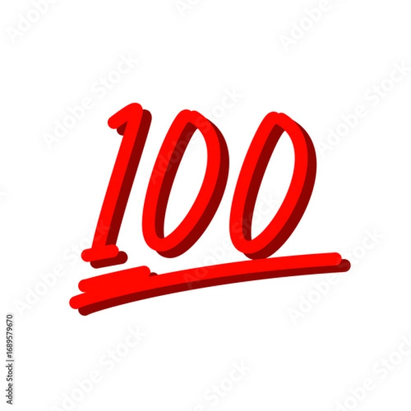 Fototapeta One hundred logo icon design, 100 points illustration, perfect exam score. Vector