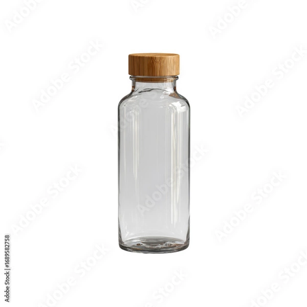 Obraz Empty Glass Bottle with Bamboo Lid - Mockup for Branding