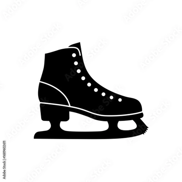 Fototapeta Ice skate silhouette in black with detailed design features  