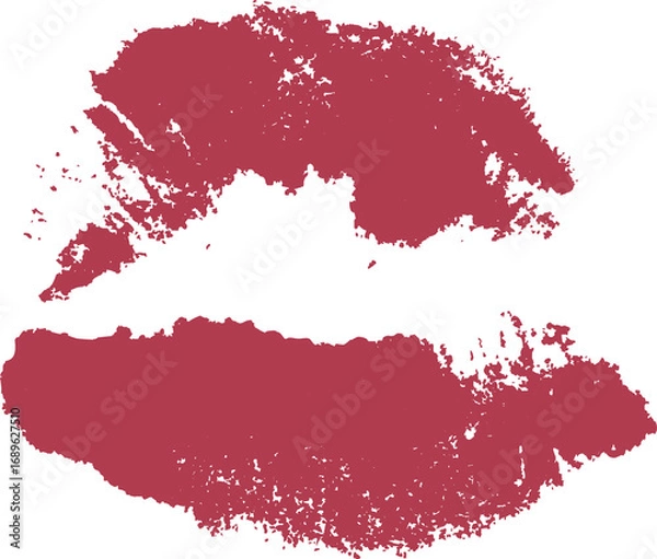 Obraz  Stunning, isolated red lipstick kiss mark and beautiful lacquered lips on a transparent background.