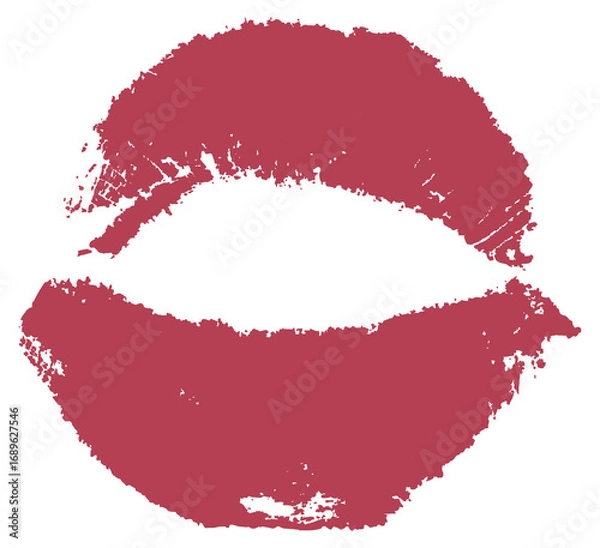 Obraz  Stunning, isolated red lipstick kiss mark and beautiful lacquered lips on a transparent background.