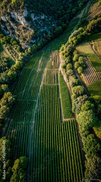 Fototapeta photography of vineyards at dawn from a great height