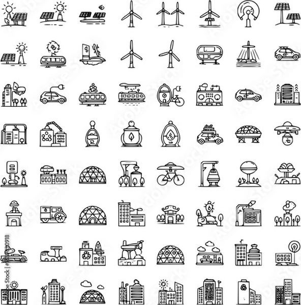 Fototapeta Fantasy and Surreal Outline Icon Set – 50+ Creative Vector Icons Collection