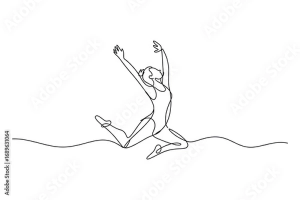 Fototapeta Continuous Line Drawing of a Dancer – Art and Performance Illustration
