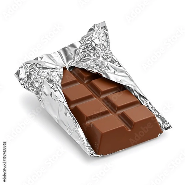 Obraz Chocolate wrapped in foil, clipping path, isolated on white background Photo for Commercial Use