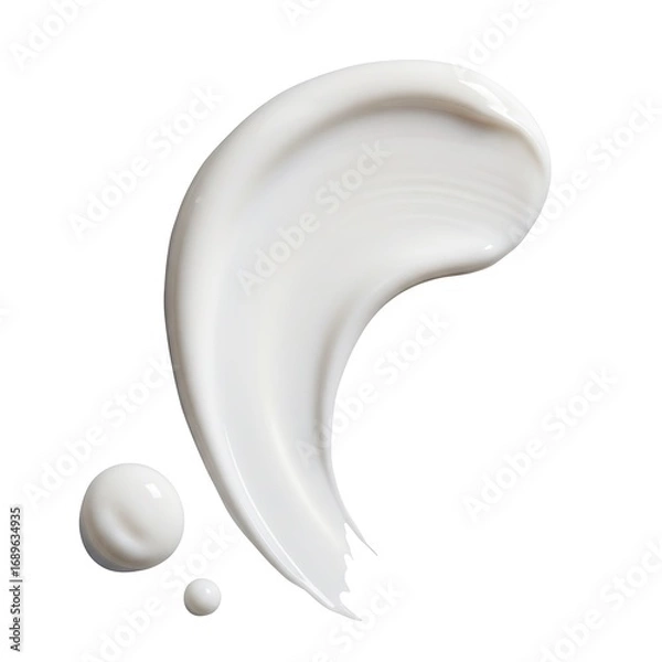 Obraz White cosmetic cream smear swatch. Skin care lotion drop isolated on white background. BB cream texture