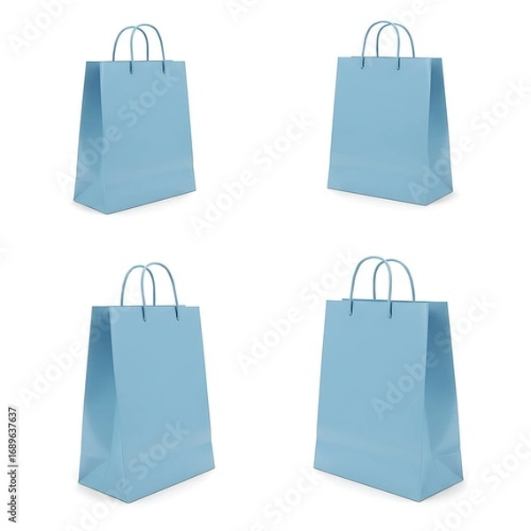 Obraz Premium Light blue shopping bag isolated on white, different sides  Free Download