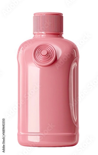 Fototapeta Pink plastic bottle with ribbed design