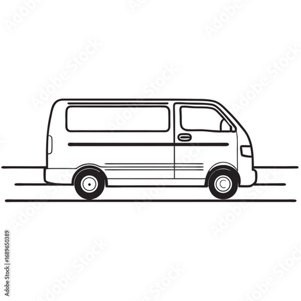 Fototapeta Retro van graphic design with colorful accents