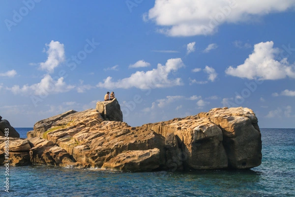 Fototapeta Rock formation in Anse La Roche Bay on Carriacou Island, Grenada.