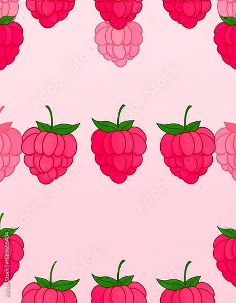 Fototapeta Repeating pattern of raspberries