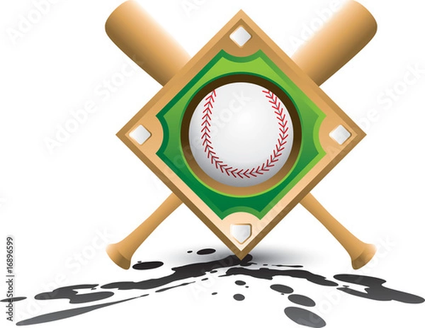 Fototapeta Basedball diamond and bats on splatter