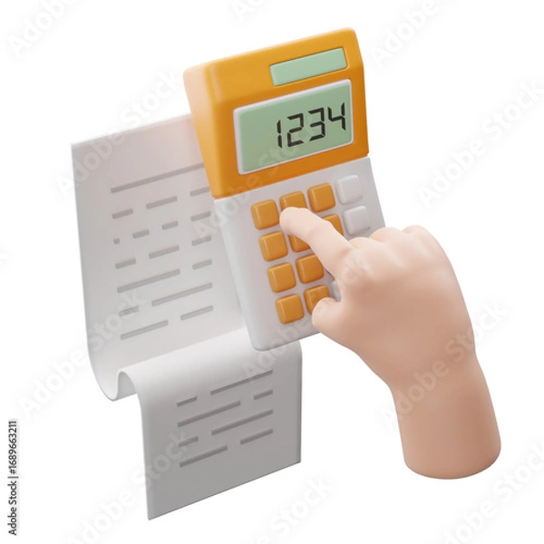 Obraz Total billing with calculator. 3D illustration.
