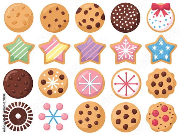 Obraz Collection of 30 delicious illustrated cookies for baking and dessert themes