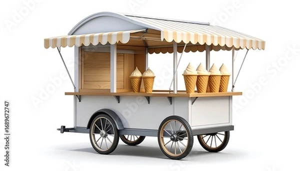 Fototapeta Retro ice cream cart with awning