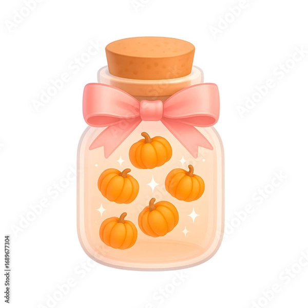 Obraz Jar with Mini Pumpkins Floating Inside