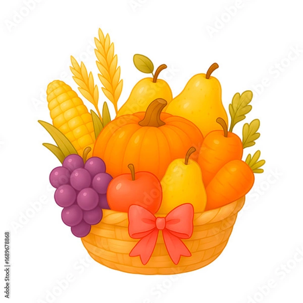 Obraz Autumn Fruit and Vegetable Basket