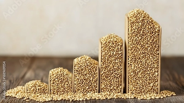 Fototapeta Wheat Grain Bar Graph Growth Chart, Agricultural Produce, Cereal Grains, Food Production