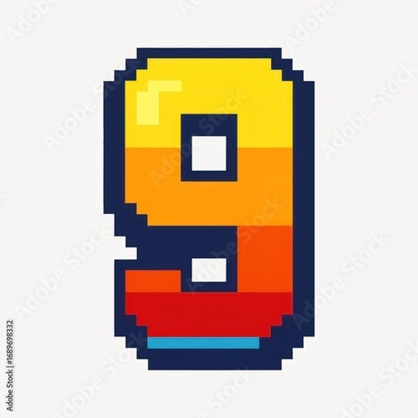 Obraz Colorful pixelated number nine