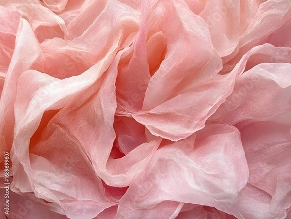 Fototapeta Abstract Pink Fabric Texture Background Soft Draped Sheer Silk Chiffon