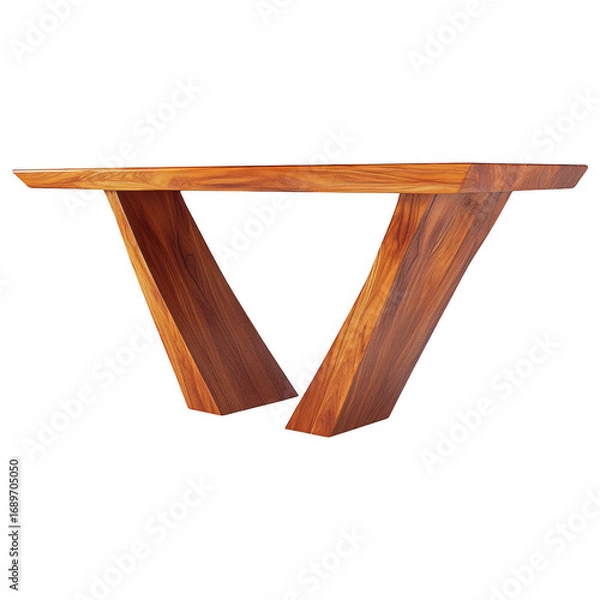 Fototapeta Modern Wood Console Table: The image showcases an elegant modern console table with a unique design, and rich wood tones, a symbol of modern furniture with a touch of warmth.