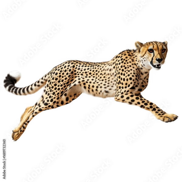 Fototapeta Cheetah in Action: A magnificent cheetah sprints across the open plain, showcasing its incredible speed and agility, a symbol of raw power and untamed freedom. 