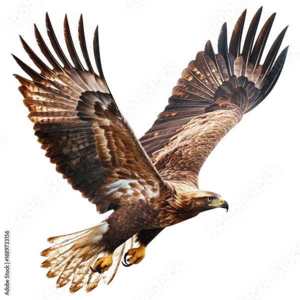 Fototapeta Majestic Eagle in Flight: An impressive eagle with outstretched wings soaring gracefully, demonstrating unparalleled freedom and power.