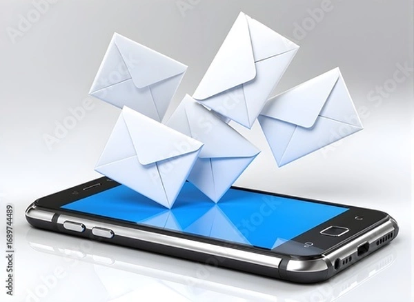 Fototapeta Smartphone with Flying Emails