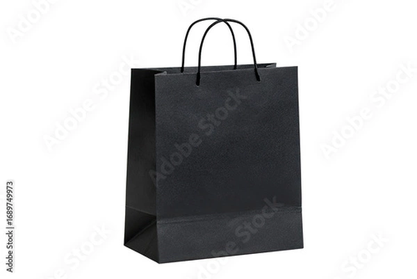 Fototapeta Black paper shopping bag, simple and plain