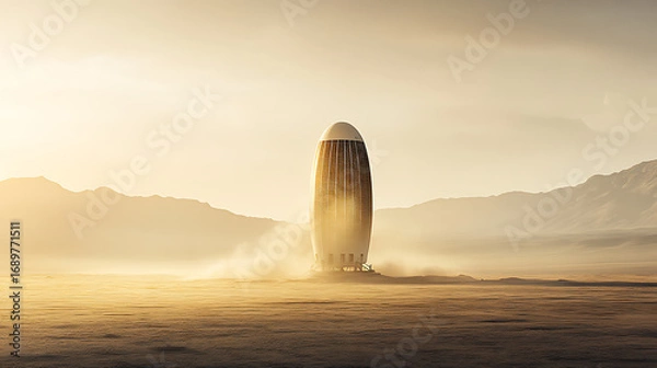 Fototapeta Futuristic Spacecraft Landing on a Deserted Planet