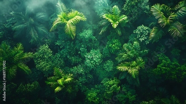 Obraz Rainforest aerial canopy lush trees images