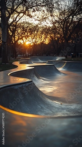 Obraz Skatepark golden sunlight empty concrete pictures