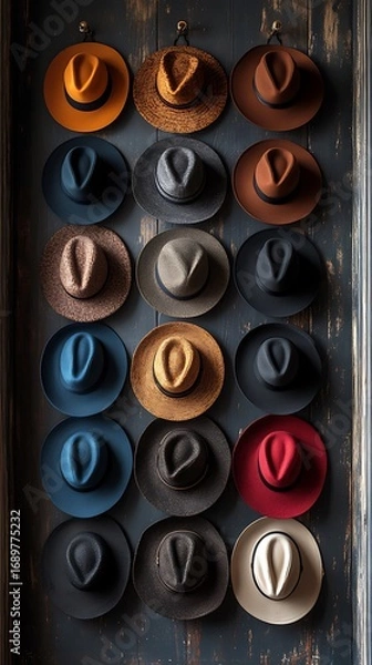 Obraz Stylish hats rustic wall display images
