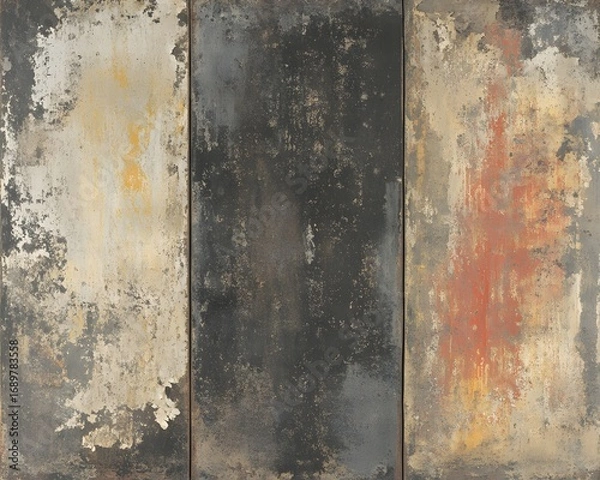 Fototapeta Abstract Grunge Texture Background Metal Panels, Distressed Wall, Rusted Surface