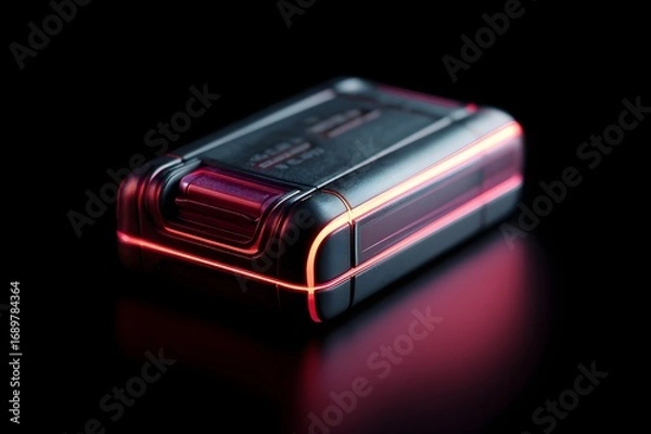 Fototapeta Power Packed Lithium Ion Battery Crimson Outline Advanced Energy Technology Modern Power Solution
