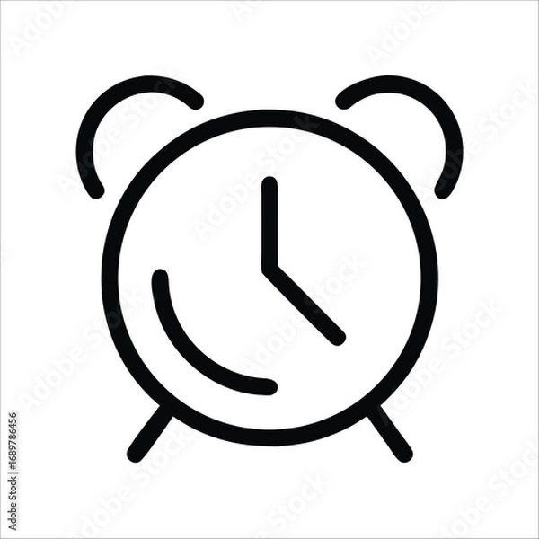 Fototapeta Minimal Alarm Clock Icon Simple Vintage Bell Timer Vector