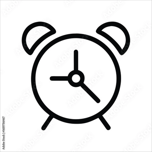 Fototapeta Classic Alarm Clock Icon Vintage Bell Timer Line Vector