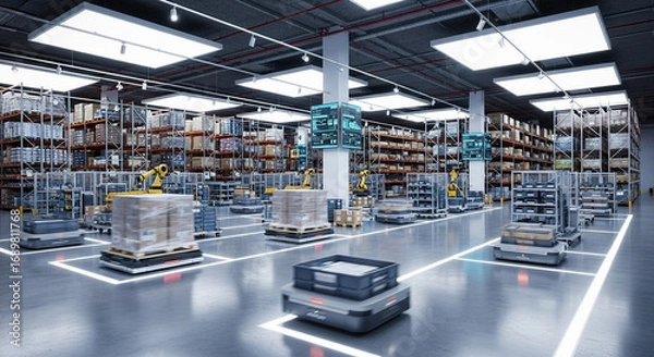 Obraz Automated Warehouse: Future of Logistics and Robotics Integration in Modern Warehousing