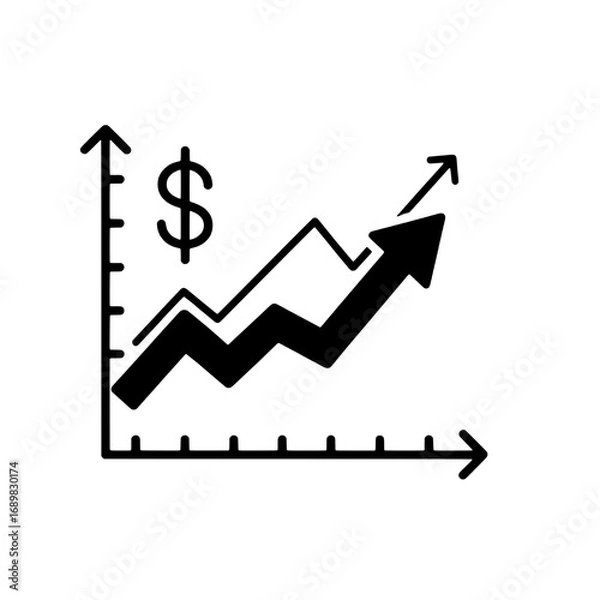 Fototapeta Financial growth chart icon representing business success and market prosperity with an upward trend