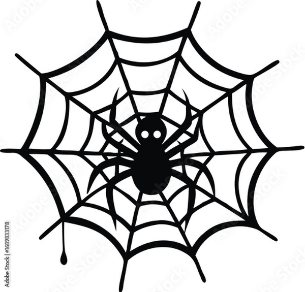 Obraz Halloween spider web icon with silhouette spider graphic