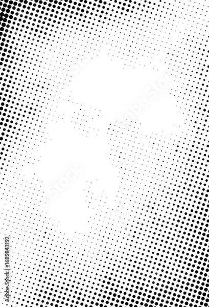 Fototapeta Abstract halftone gradient texture with black dots on white background, perfect for retro comics, vintage posters, print design, and backgrounds.
