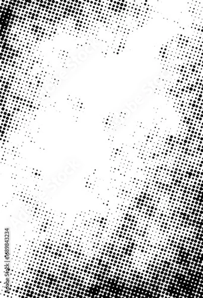 Fototapeta Abstract halftone gradient texture with black dots on white background, perfect for retro comics, vintage posters, print design, and backgrounds.