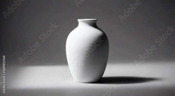 Obraz A Single White Vase in a Studio Setting: Minimalist Ceramic Art Photography