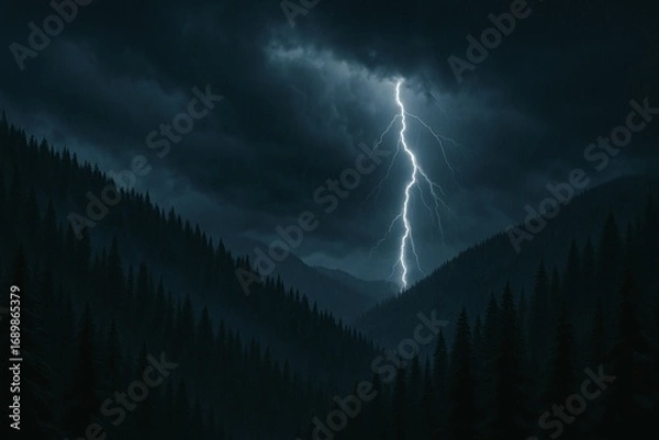 Obraz Stormy Mountain Lightning