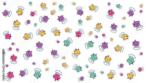 Fototapeta Cute Chef Chicken Random Pattern Vector