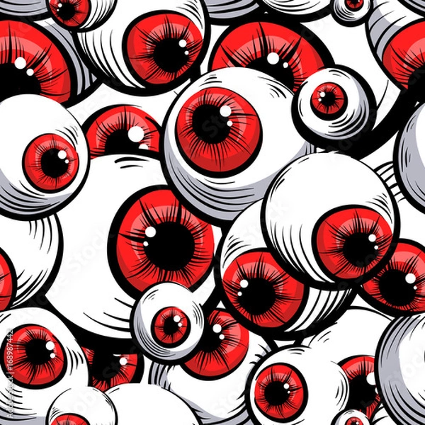 Fototapeta Red eyes. Seamless pattern.