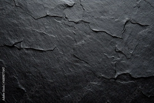 Fototapeta close-up of a dark textured cracked surface with uneven layers and rough details creating an abstract pattern